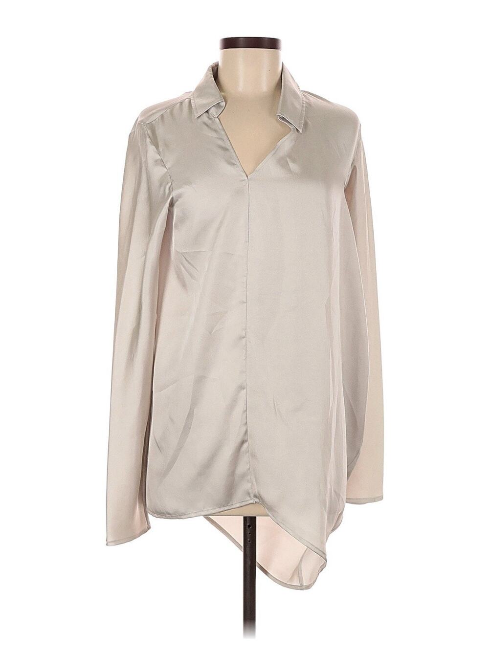 zero maria cornejo Beige Ivory Silky Draped collared Blouse 6
